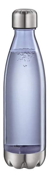 Trinkflasche ELEGANTE 700 ml aus Glas mit Edelstahlverschluss, seitliche Ansicht