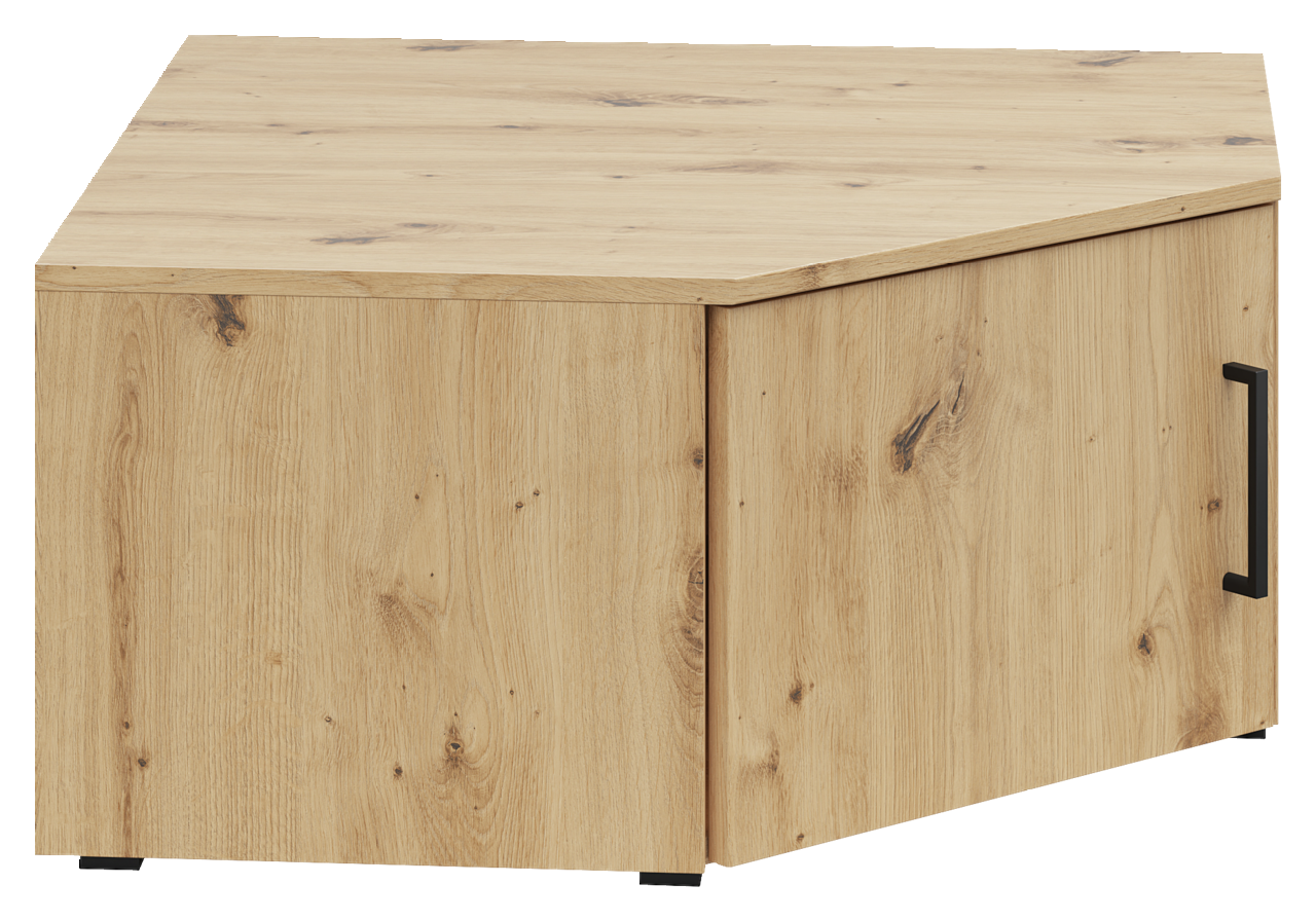 Carryhome Eckaufsatzschrank MULTISTAURAUM Eckaufsatzschrank aus Holz in Eichenoptik, perspektivisch von vorne rechts gesehen