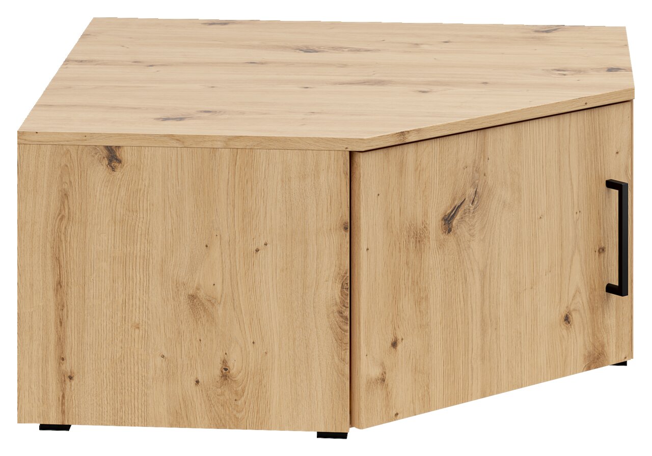Carryhome Eckaufsatzschrank MULTISTAURAUM Eckaufsatzschrank aus Holz in Eichenoptik, perspektivisch von vorne rechts gesehen