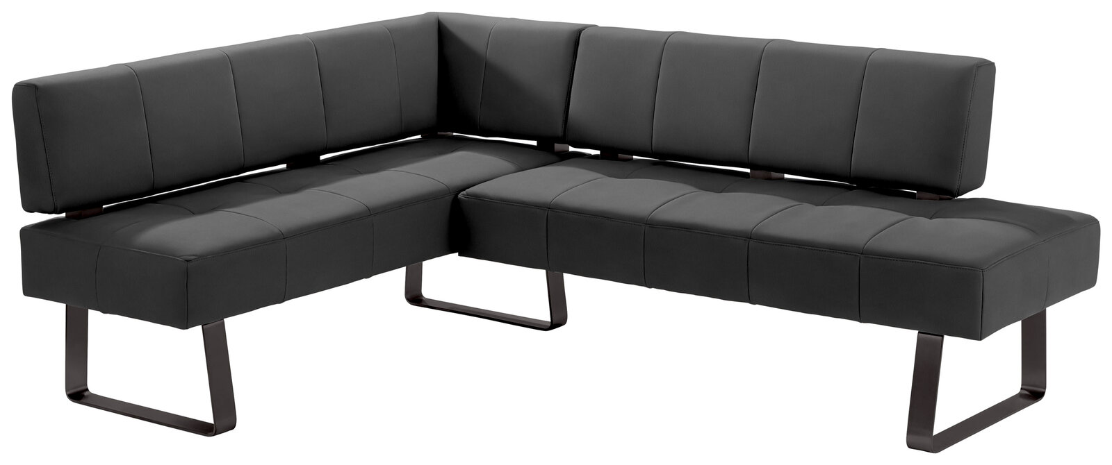 Moderano Eckbank LUPO II Moderne Eckbank in dunklem Grau mit Metallbeinen, seitliche Perspektive