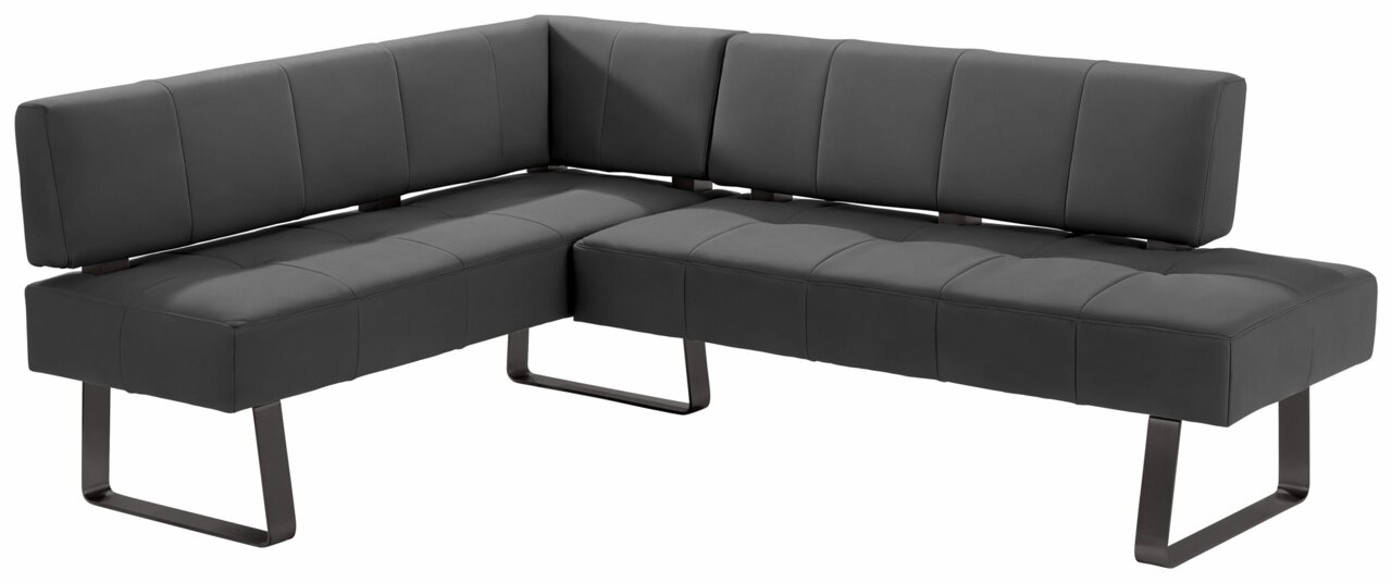 Moderano Eckbank LUPO II Moderne Eckbank in dunklem Grau mit Metallbeinen, seitliche Perspektive
