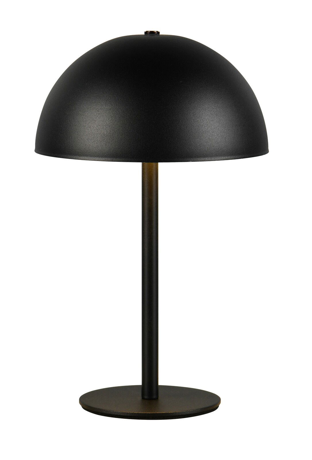 Reality Leuchten Akku-Tischleuchte MUNOZ Schwarze Akku-Tischleuchte mit halbrundem Schirm, seitliche Perspektive