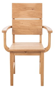 Houten fauteuil met armleuningen, vooraanzicht