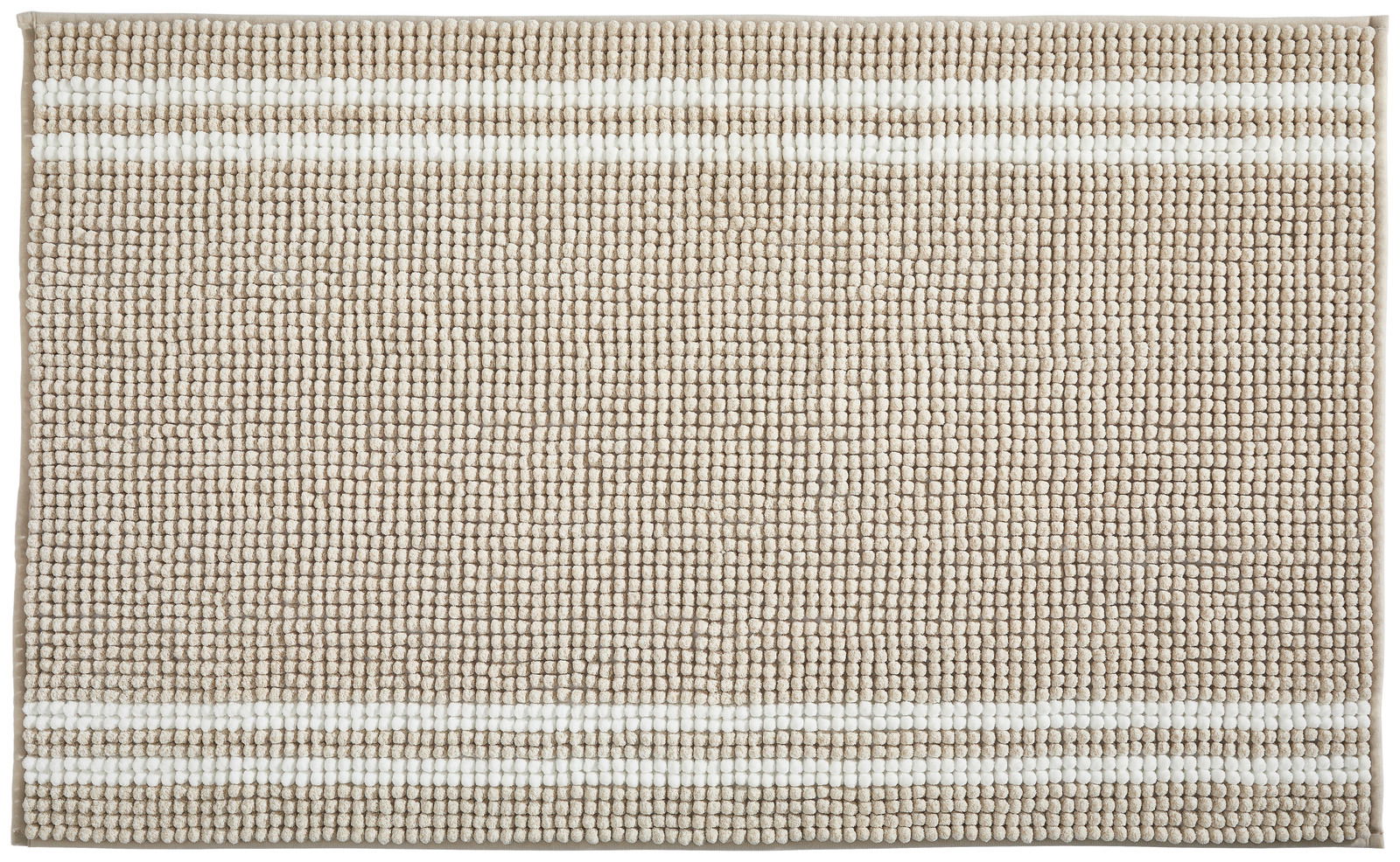 Badematte in Beige mit weißen Streifen, Draufsicht