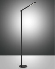 Schwarze Stehleuchte in modernem Design, seitliche Perspektive