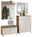 VOSS Garderoben-Set 5-tlg. SANTINA Garderoben-Set 5-tlg. in moderner Holz- und Weißoptik, bestehend aus Wandpaneel mit Haken und Ablage, Sitzbank mit Stauraum, und Schrank mit Spiegel, frontal abgebildet.