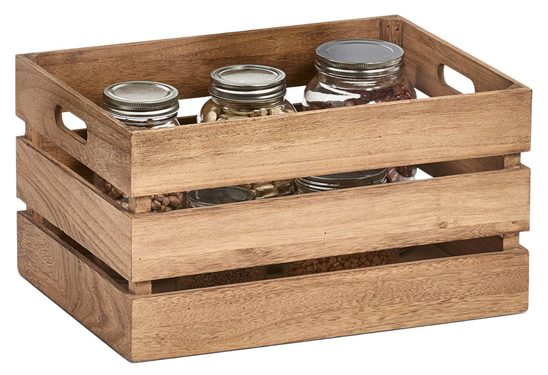 Zeller Present Aufbewahrungskiste VINTAGE Holz-Aufbewahrungskiste mit Gläsern, seitliche Perspektive