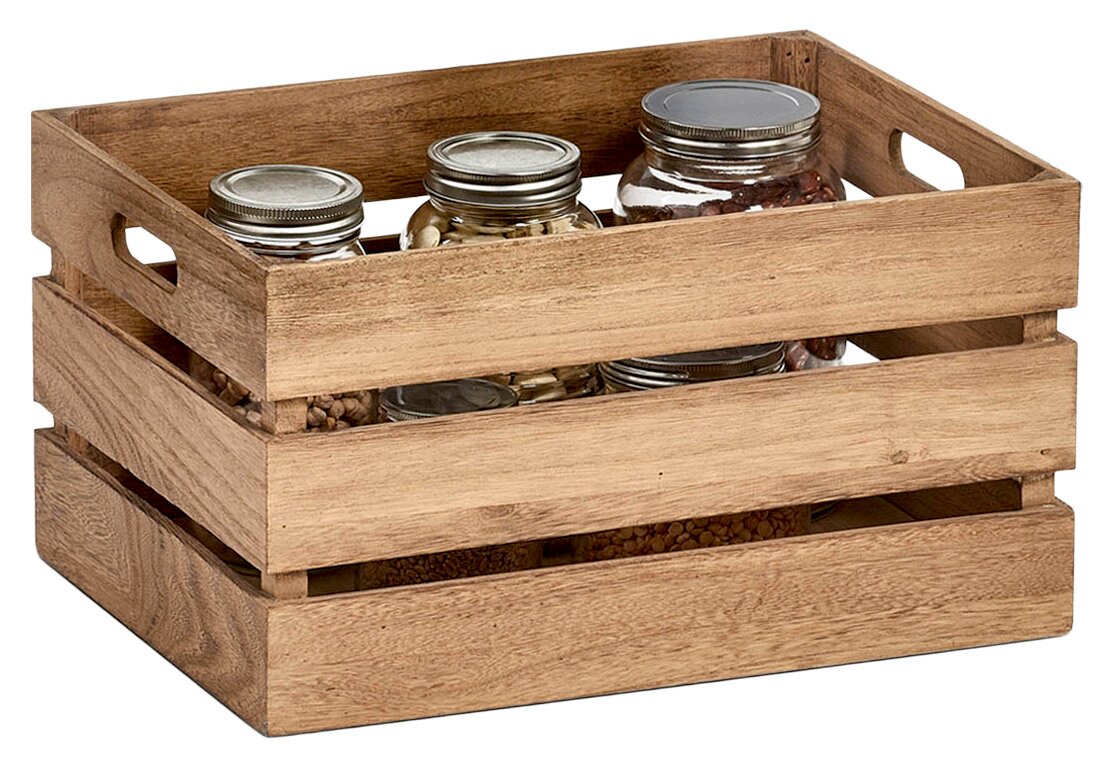 Zeller Present Aufbewahrungskiste VINTAGE Holz-Aufbewahrungskiste mit Gläsern, seitliche Perspektive