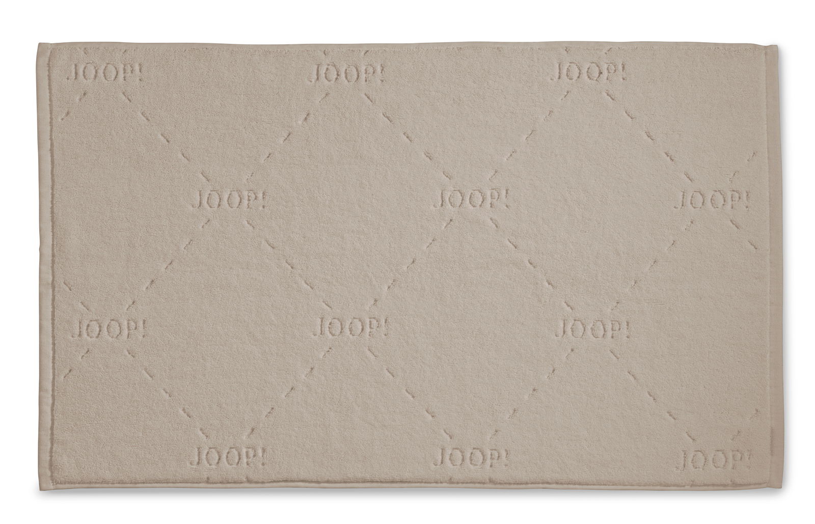 Beiger Badteppich mit eingeprägtem JOOP!-Muster, Draufsicht