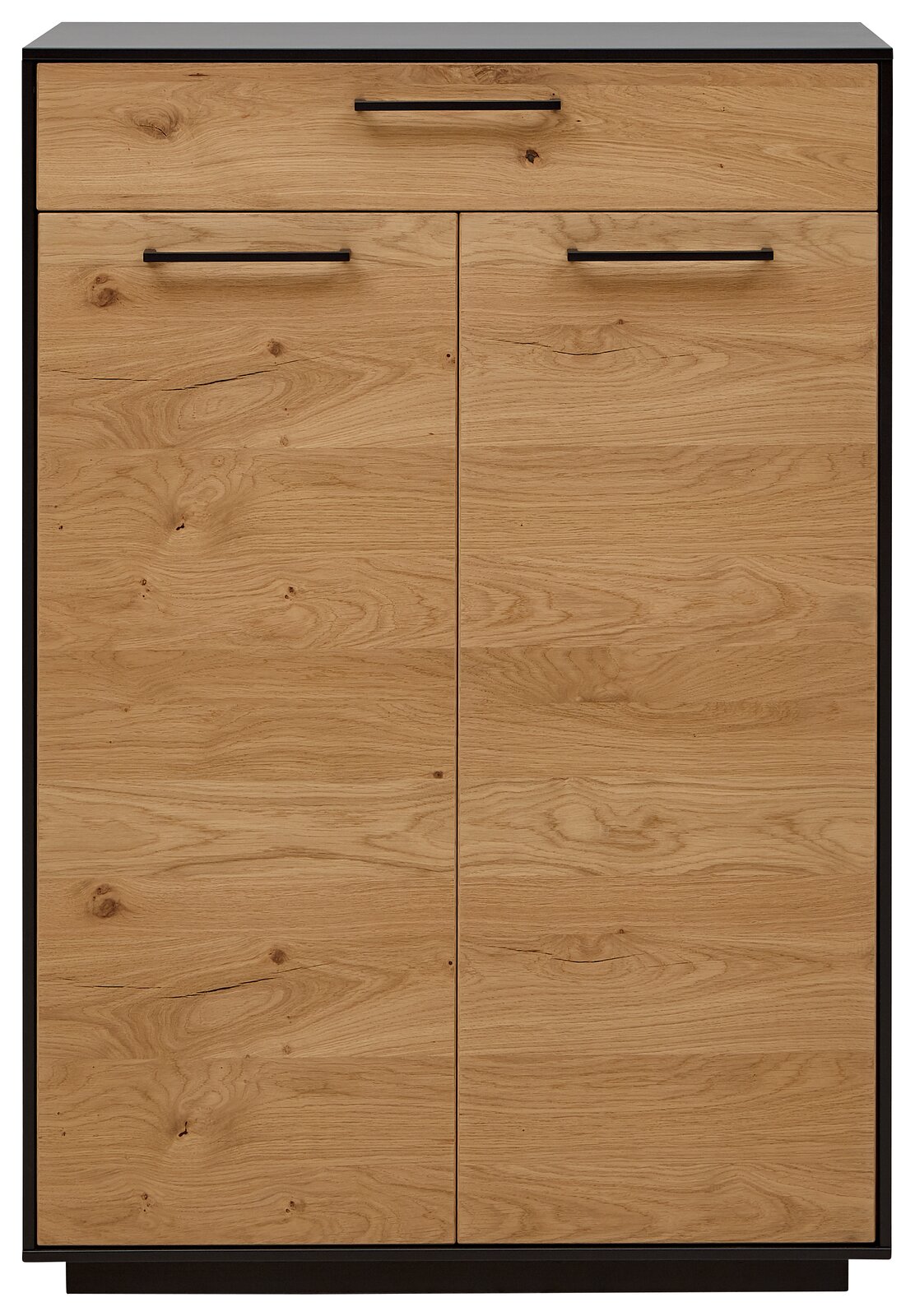 Dieter Knoll Schuhhochkommode SAVONA Schuhhochkommode aus Holz mit zwei Türen und einer Schublade, frontal fotografiert.