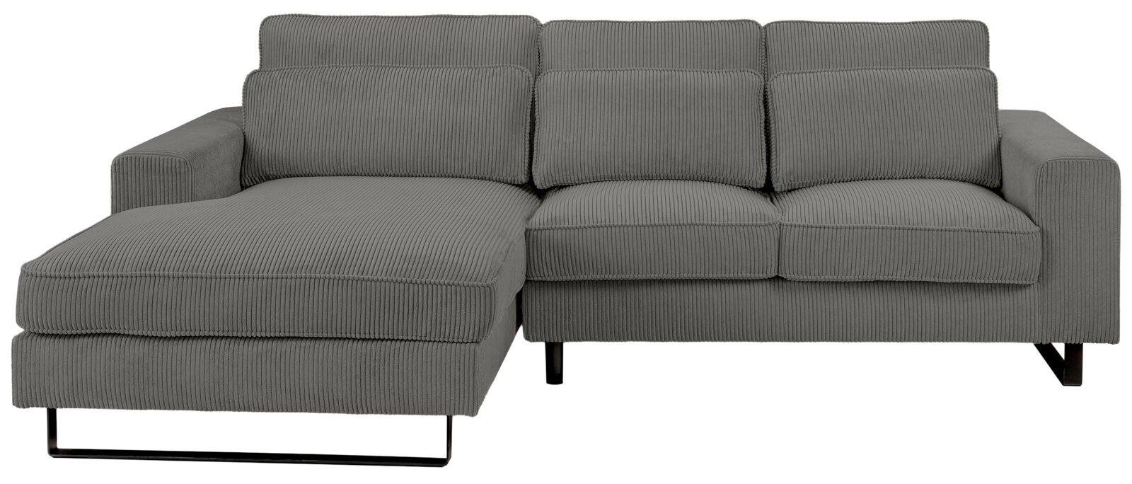 Graues Sofa in L-Form mit linker Ausrichtung, Vorderansicht