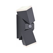 Antracietkleurige wand- en plafondlamp met een modern, geometrisch ontwerp, zijaanzicht