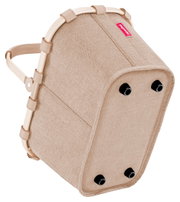 Beige boodschappenmand carrybag XS, aan de onderkant voorzien van vier zwarte pootjes en een stevig handvat.