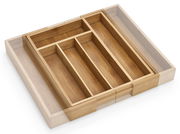 Ausziehbarer Besteckkasten aus Bambus in Vogelperspektive