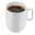 Weiße Kaffeetasse aus dem WMF Barista Kaffeetassen-Set, gefüllt mit schwarzem Kaffee, seitliche Perspektive.