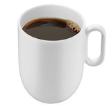 Weiße Kaffeetasse aus dem WMF Barista Kaffeetassen-Set, gefüllt mit schwarzem Kaffee, seitliche Perspektive.