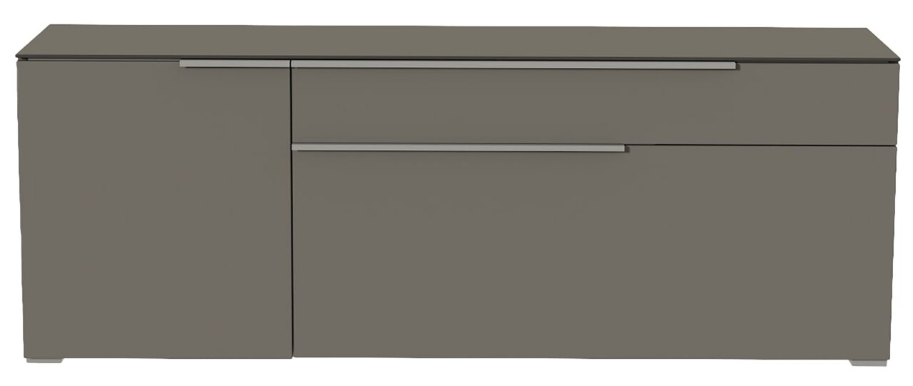 Modernes TV-Lowboard in grauer Farbe, Frontansicht