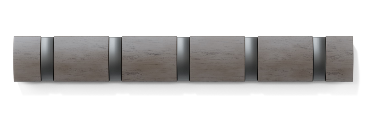 Moderne Wandgarderobe aus Holz mit sechs quadratischen Elementen, Draufsicht