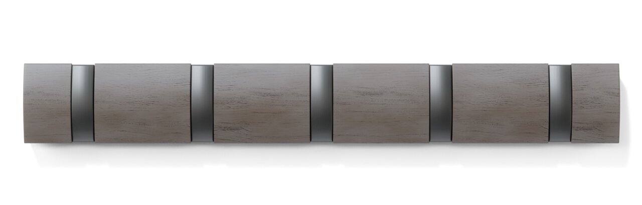 Moderne Wandgarderobe aus Holz mit sechs quadratischen Elementen, Draufsicht
