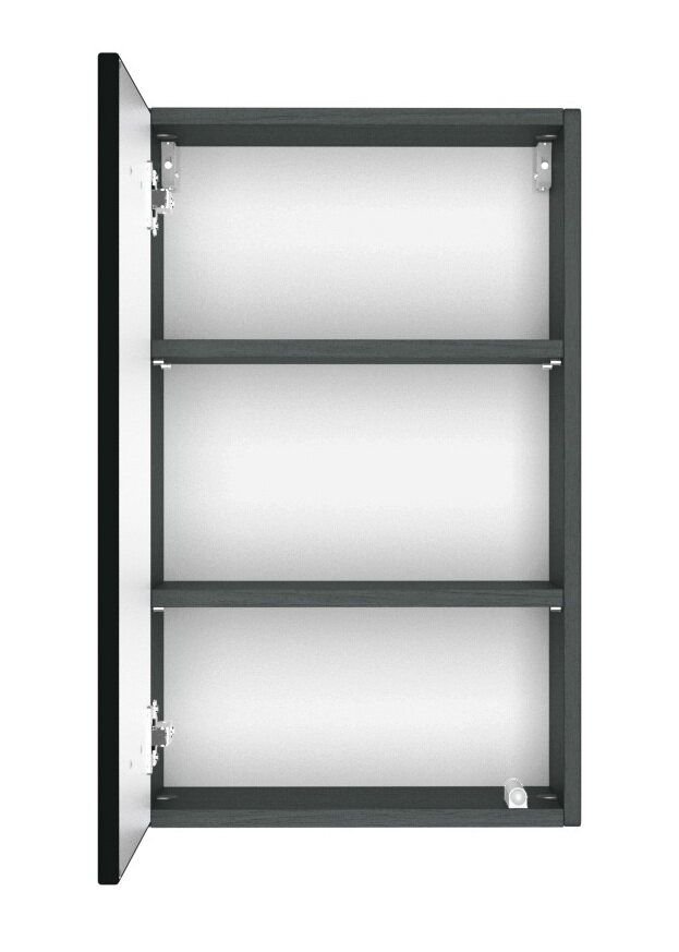 Hängeschrank mit geöffneter Tür, zwei Einlegeböden, Ansicht von vorne