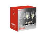 Verpackung mit sechs eleganten Champagnerkelchen der Serie Topline, seitliche Perspektive