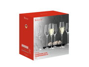 Verpackung mit sechs eleganten Champagnerkelchen der Serie Topline, seitliche Perspektive