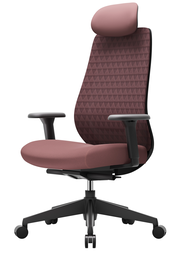 Moderner Drehstuhl mit ergonomischer Rückenlehne und Kopfstütze, seitliche Perspektive