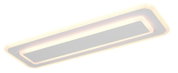 Rechteckige LED-Deckenleuchte mit sanftem, warmweißem Licht, seitliche Perspektive