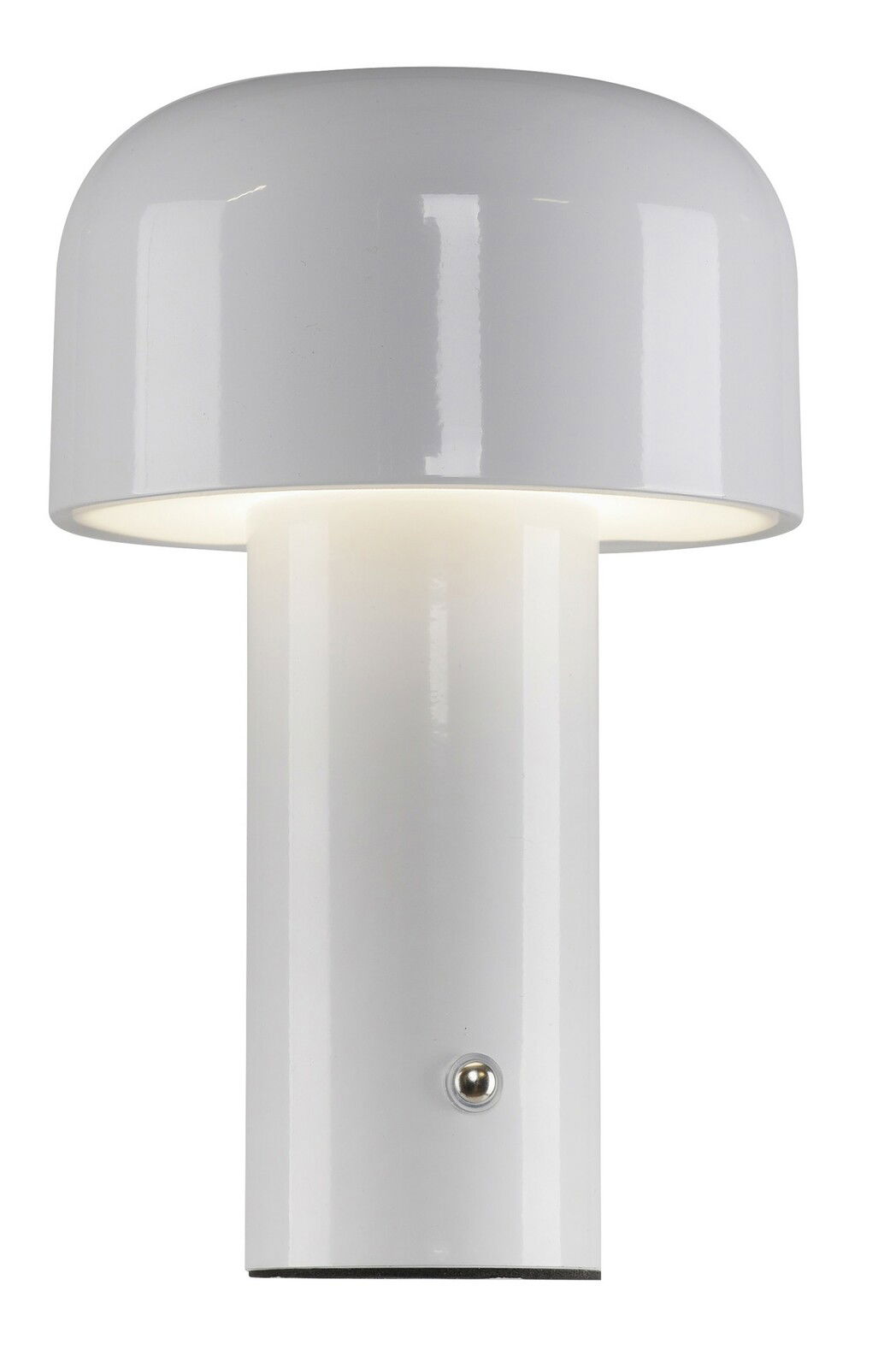 Just Light Akku-Tischleuchte AGNES Weiße Akku-Tischleuchte AGNES in zylindrischer Form, seitliche Perspektive