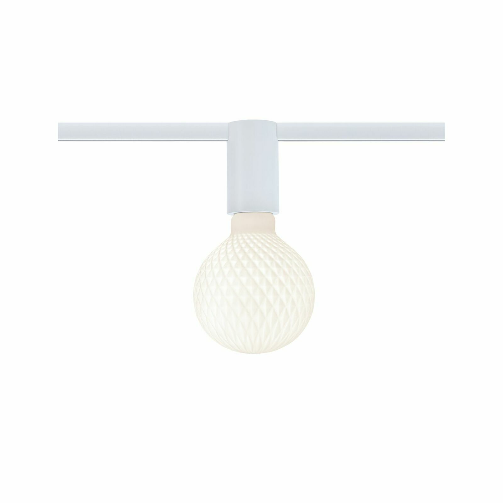 Deckenfassung mit dekorativer Glühbirne, seitliche Perspektive