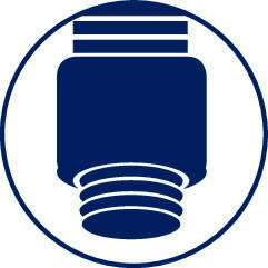 Symbolische Darstellung eines Duschschlauchanschlusses, seitliche Perspektive