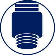 Symbolische Darstellung eines Duschschlauchanschlusses, seitliche Perspektive