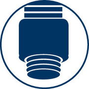 Symbolische Darstellung eines Duschschlauchanschlusses, seitliche Perspektive