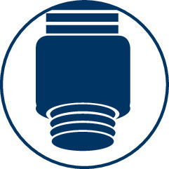 Symbolische Darstellung eines Duschschlauchanschlusses, seitliche Perspektive