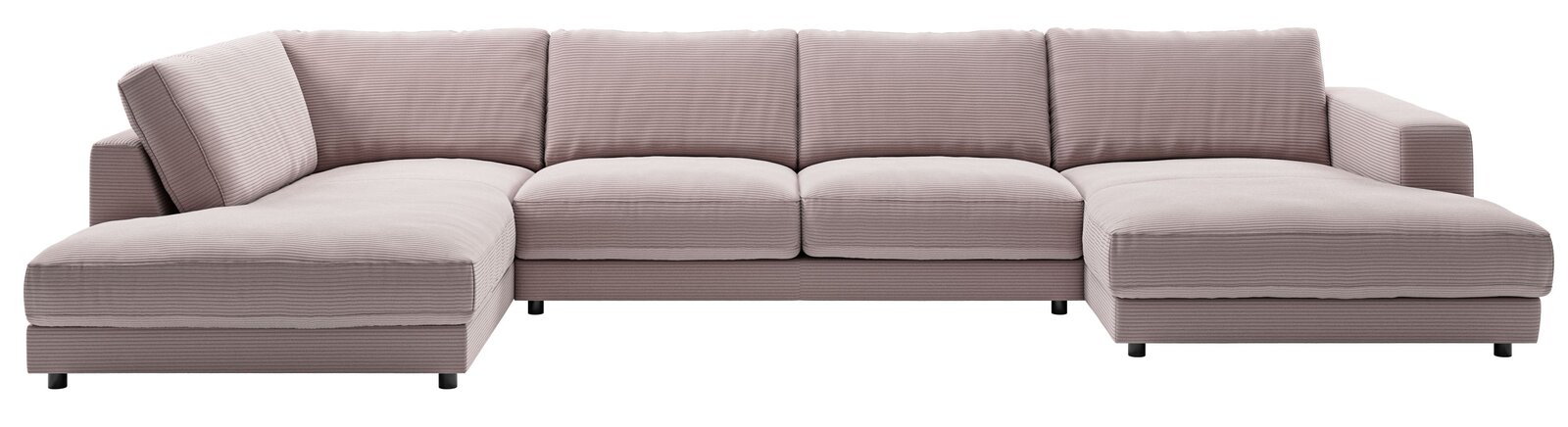 Polsterrundecke in hellgrauem Stoff, Vorderansicht