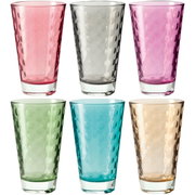Sechsteiliges Becherset mit 300ml Fassungsvermögen in verschiedenen Farben, aus der Vorderansicht fotografiert.