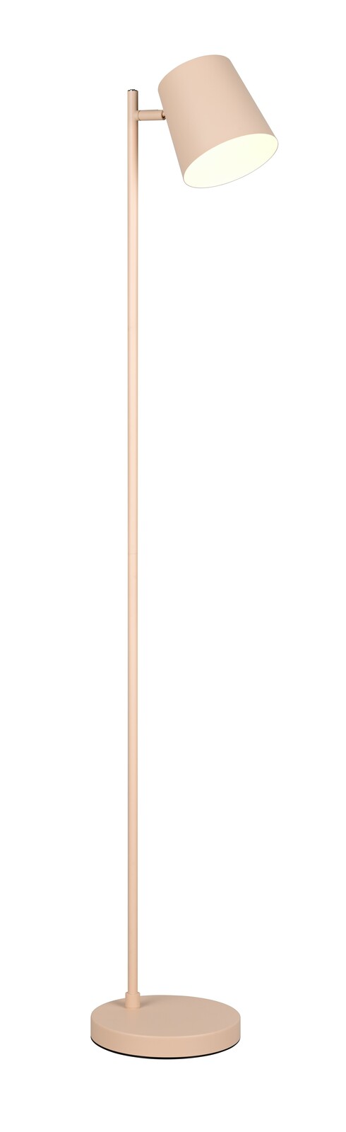 Moderne Akku-Stehleuchte in Beige, seitliche Perspektive