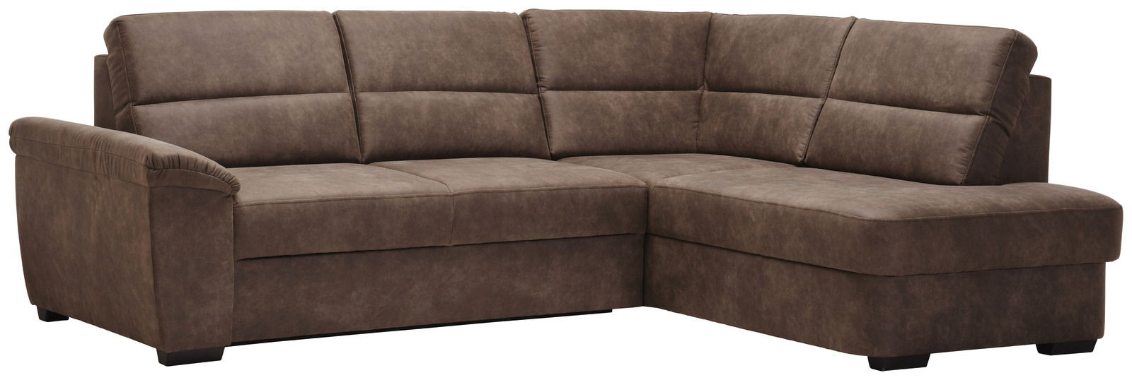 Braune Rundecke aus Stoff, perspektivisch von vorne links fotografiert