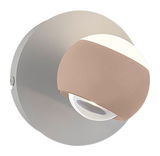Moderne Wandleuchte in seitlicher Perspektive mit rundem, zweifarbigem Design.