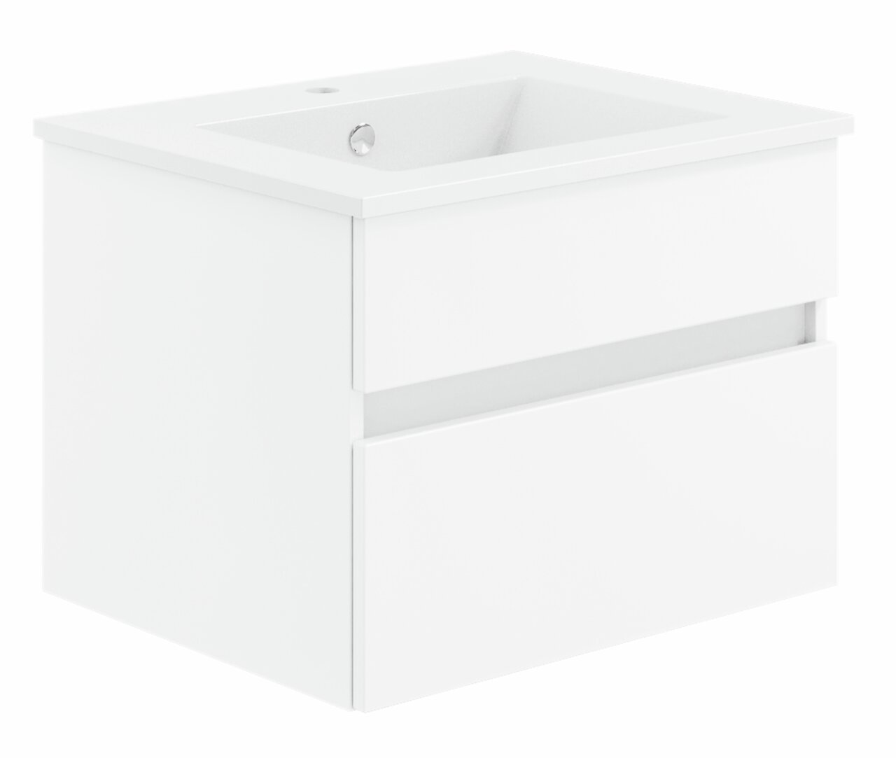 Puris Badkombination GET2YOU 21 Weiße Badkombination aus der Serie NEXT4YOU von Puris, perspektivisch von vorne links gezeigt.