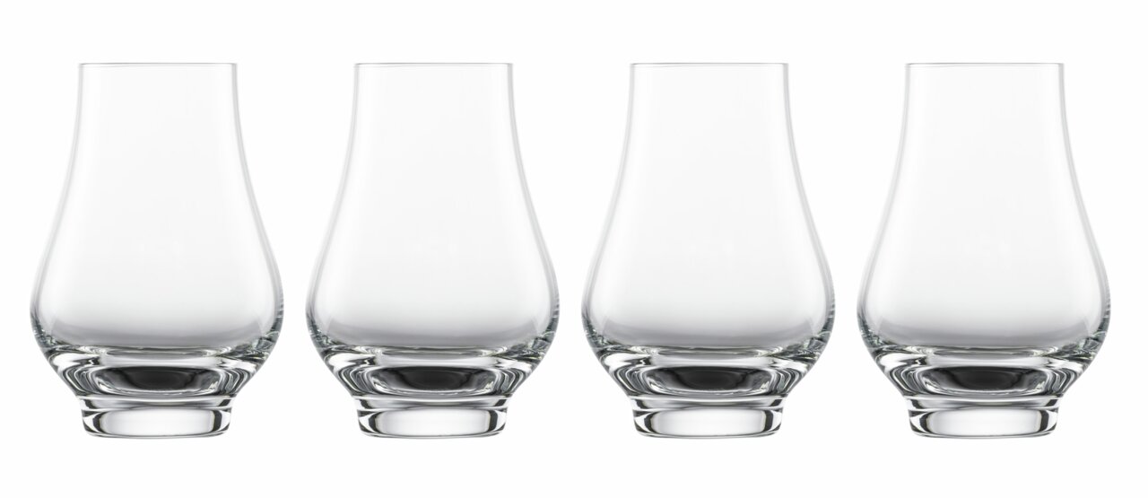 SCHOTT ZWIESEL Whiskygläser 4-tlg. BAR SPECIAL Vier Whiskygläser im Nosing-Design, frontal abgebildet.