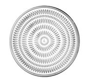 Runder Teller mit dekorativem, konzentrischem Muster aus ovalen Formen, Draufsicht.