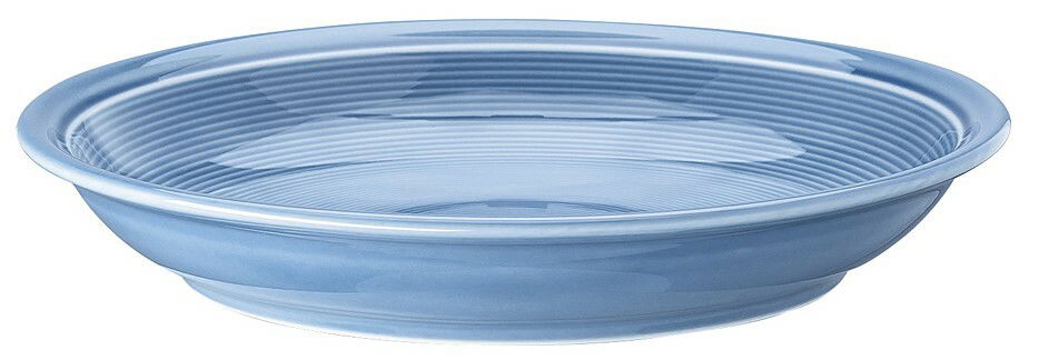 Blauer Suppenteller aus Keramik, seitliche Perspektive