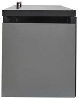 Graue Towerunit (Container) aus seitlicher Perspektive mit schwarzem Griff oben.