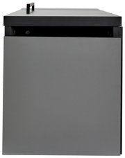 Graue Towerunit (Container) aus seitlicher Perspektive mit schwarzem Griff oben.