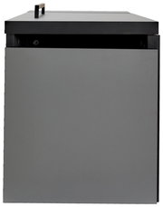 Graue Towerunit (Container) aus seitlicher Perspektive mit schwarzem Griff oben.