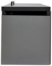 Graue Towerunit (Container) aus seitlicher Perspektive mit schwarzem Griff oben.