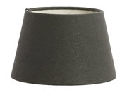 Runder, dunkelgrauer Lampenschirm aus Stoff, seitliche Perspektive