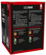 Verpackung des Riedel Bar Drinksets Rocks & Highball, Vorderansicht mit Informationen zu Cocktails und Gläsern.