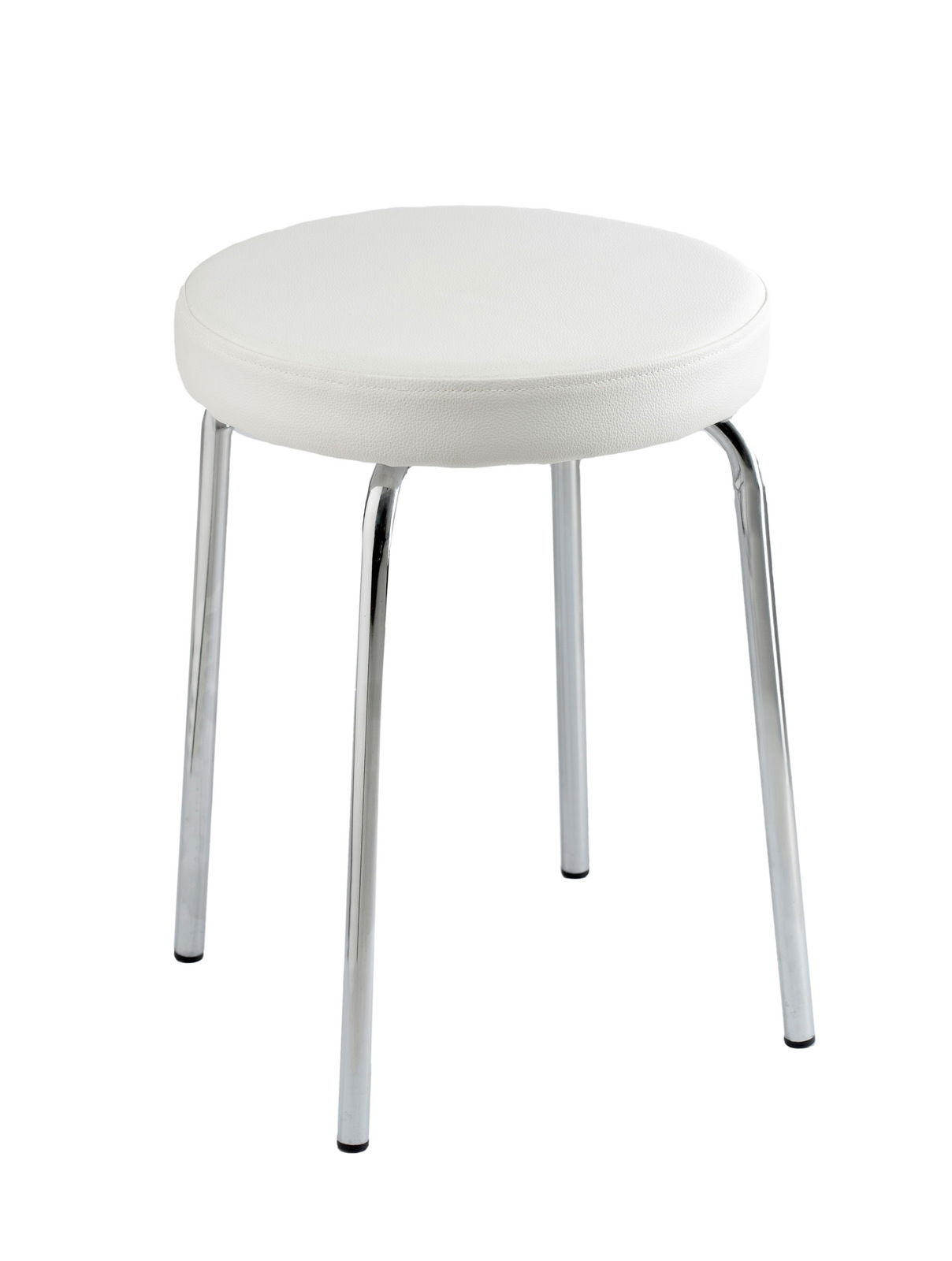 Zurbrüggen Badhocker KATHARINA Weißer Badhocker mit rundem Sitz und verchromten Beinen, seitliche Perspektive